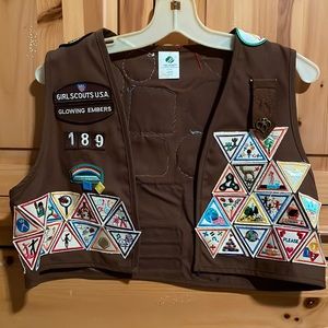 Vintage late 90’s Brownies Girl Scout vest with lots of patches and award pins